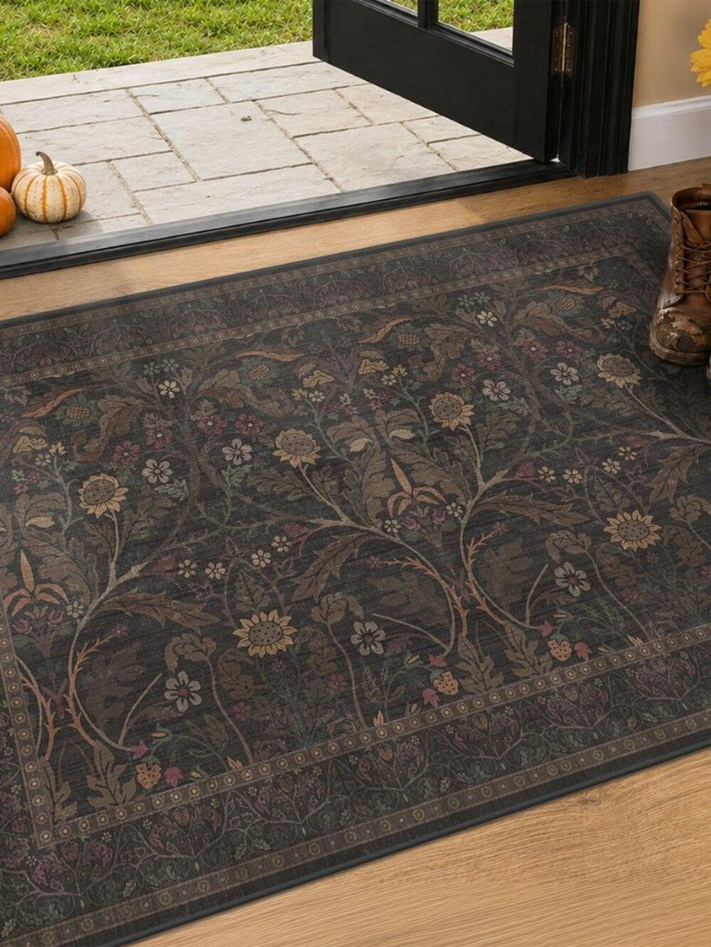 Dark Brown 2x3 Washable Entry Rug, Throw Small Rugs for Entryway Kitchen